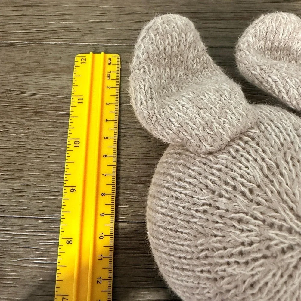 Melange Collections Handmade Knit Bunny Striped Sweater Plush Tan Blue Gray 12in